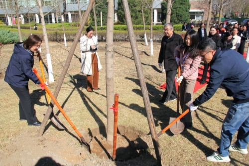 公司园区“同心林”共同栽下同心树苗(1)